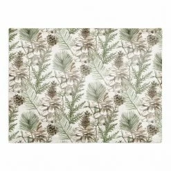 Brand new 😀 Pine Cones & Greenery on White Cotton Twill Placemat by Designs Direct 🥰