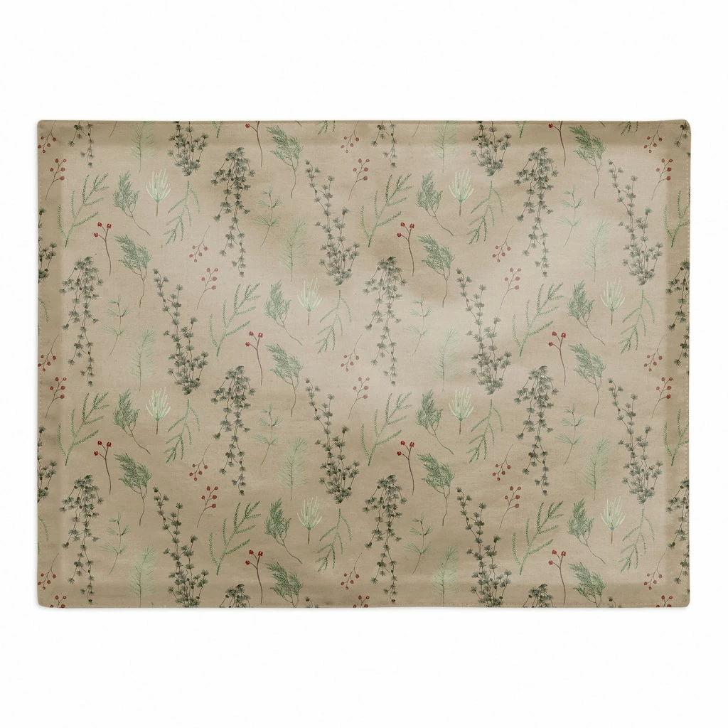 Deals ✨ Pine Greenery on Brown Cotton Twill Placemat by Designs Direct ✨ 3 Deals ✨ Pine Greenery on Brown Cotton Twill Placemat by Designs Direct ✨