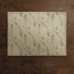 Deals ✨ Pine Greenery on Brown Cotton Twill Placemat by Designs Direct ✨ 5 Deals ✨ Pine Greenery on Brown Cotton Twill Placemat by Designs Direct ✨ -Christmas Shop D679518S 2