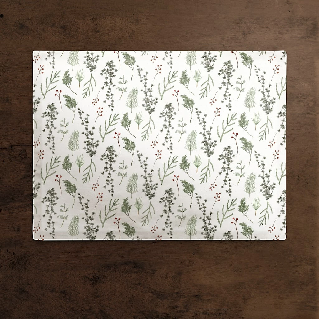 Buy 𧨠Pine Greenery on White Cotton Twill Placemat by Designs Direct π 4 Buy 𧨠Pine Greenery on White Cotton Twill Placemat by Designs Direct π - Image 2