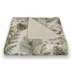 Best Sale 😀 Pinecones & Greenery on White Coral Fleece Blanket by Designs Direct 👍 -Christmas Shop D679539S 2