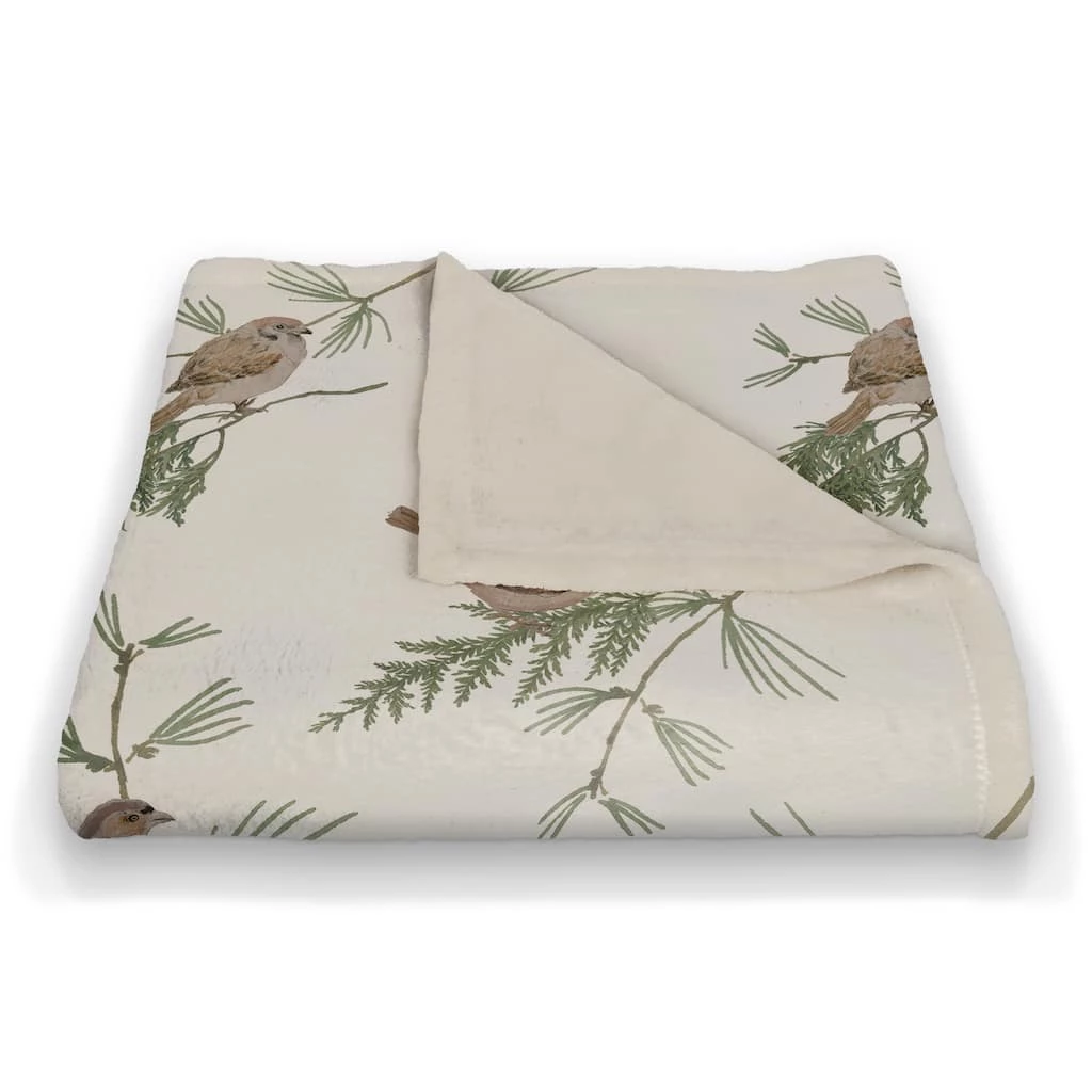 Coupon ⭐ Pine & Birds on White Coral Fleece Blanket by Designs Direct ✔️ 4 Coupon ⭐ Pine & Birds on White Coral Fleece Blanket by Designs Direct ✔️ - Image 2