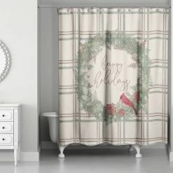 Buy 🛒 Happy Holidays Plaid Shower Curtain by Designs Direct 🎁