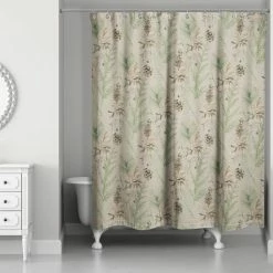 Coupon ⭐ Pinecones & Greenery on Brown Shower Curtain by Designs Direct ❤️