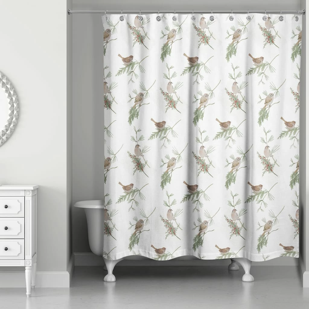 Discount π Pine & Birds on White Shower Curtain by Designs Direct β¨ 3 Discount π Pine & Birds on White Shower Curtain by Designs Direct β¨