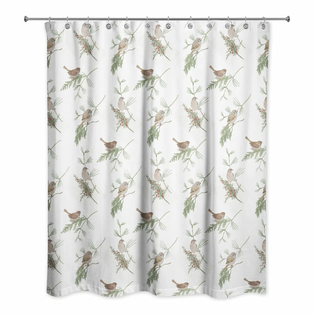 Discount π Pine & Birds on White Shower Curtain by Designs Direct β¨ 4 Discount π Pine & Birds on White Shower Curtain by Designs Direct β¨ - Image 2