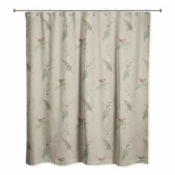 New 🧨 Pine & Birds on Brown Shower Curtain by Designs Direct 😍 -Christmas Shop D679557S 2