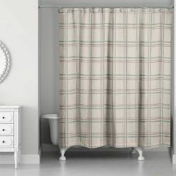 Cheap 🔔 Holiday Plaid on Brown Shower Curtain by Designs Direct 🥰