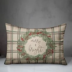 Discount 🎉 Merry & Bright Plaid Rectangle Throw Pillow by Designs Direct ❤️ -Christmas Shop D679560S 3