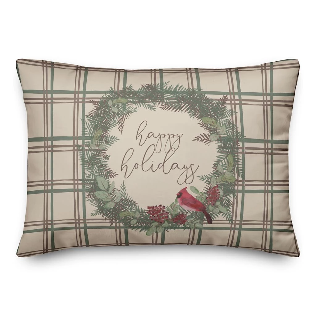 Discount βοΈ Happy Holidays Plaid Rectangle Throw Pillow by Designs Direct π 3 Discount βοΈ Happy Holidays Plaid Rectangle Throw Pillow by Designs Direct π