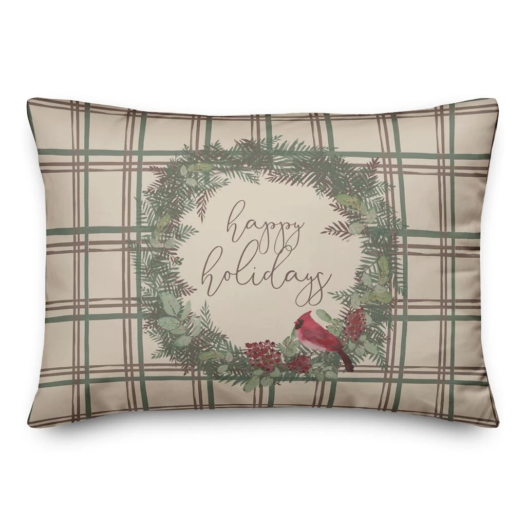 Discount βοΈ Happy Holidays Plaid Rectangle Throw Pillow by Designs Direct π 4 Discount βοΈ Happy Holidays Plaid Rectangle Throw Pillow by Designs Direct π - Image 2
