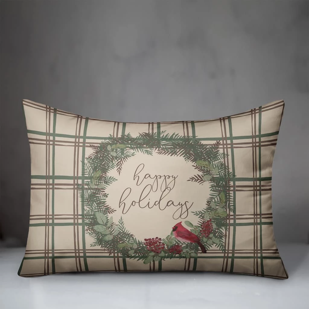 Discount βοΈ Happy Holidays Plaid Rectangle Throw Pillow by Designs Direct π 5 Discount βοΈ Happy Holidays Plaid Rectangle Throw Pillow by Designs Direct π - Image 3