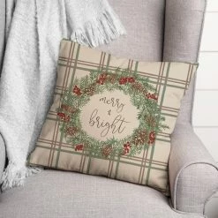 Cheap 🥰 Merry & Bright Plaid Square Throw Pillow by Designs Direct 🎁 -Christmas Shop D679563S 3
