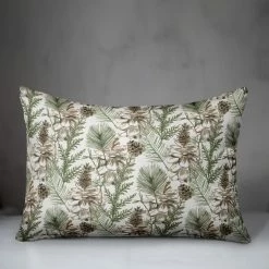 Outlet ✔️ Pinecones & Greenery on White Rectangle Throw Pillow by Designs Direct 😀 -Christmas Shop D679567S 3