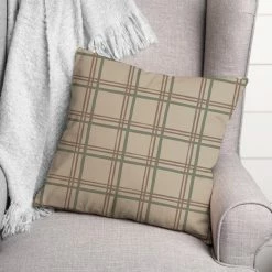 Outlet 😉 Brown Holiday Plaid Throw Pillow by Designs Direct 👏 -Christmas Shop D679582S 3