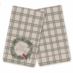 Brand new 😀 Happy Holidays Plaid Tea Towel Set by Designs Direct 🎁