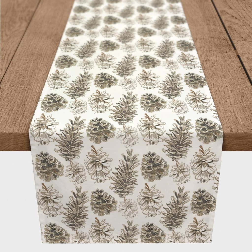 Outlet π 72" White & Brown Pinecones Cotton Twill Runner by Designs Direct π 3 Outlet π 72" White & Brown Pinecones Cotton Twill Runner by Designs Direct π